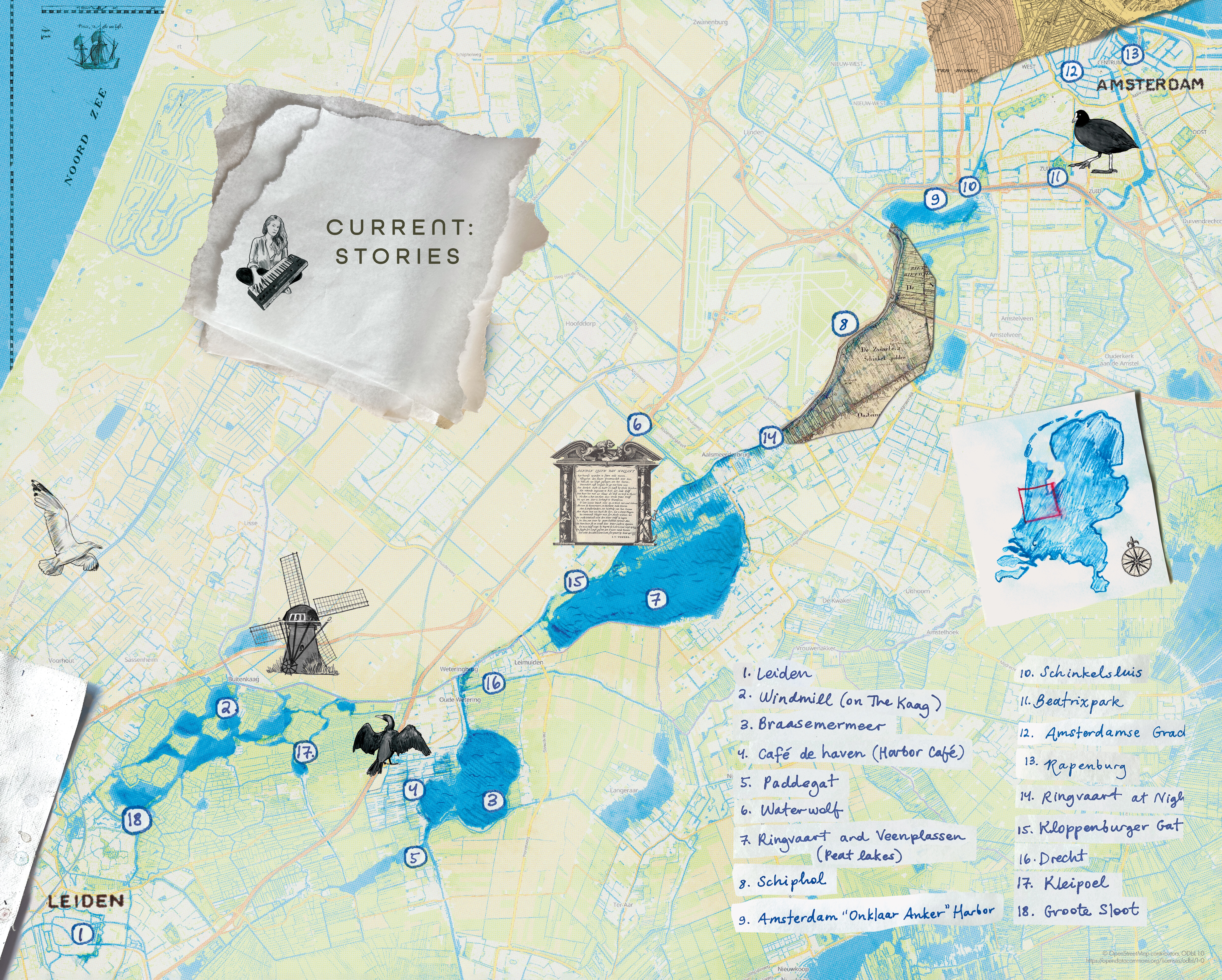 Illustrated water map for the album Current